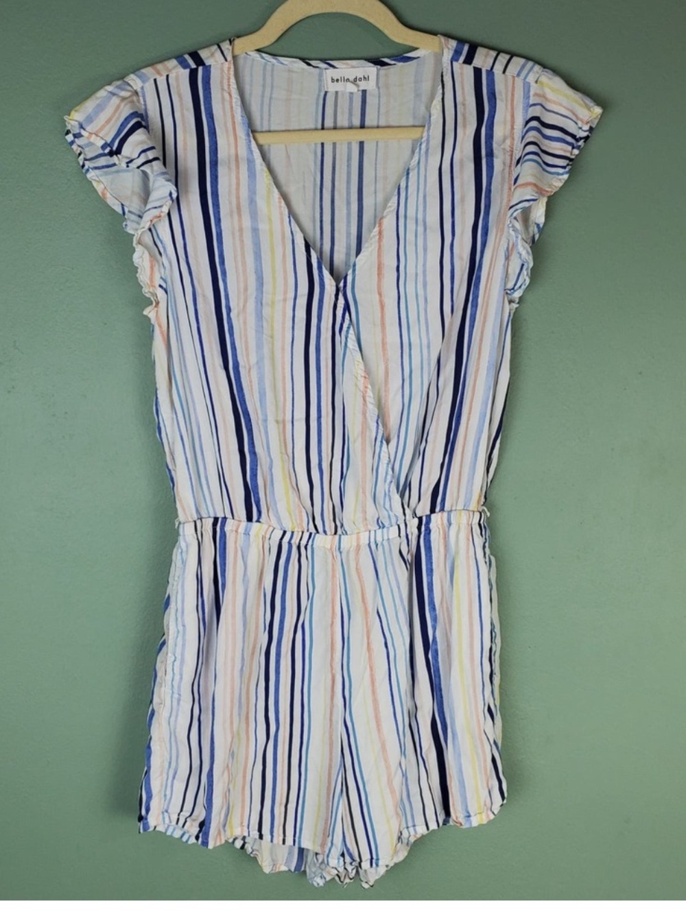 Bella Dahl Flutter Sleeve Striped Kaleidoscope Romper Size Small